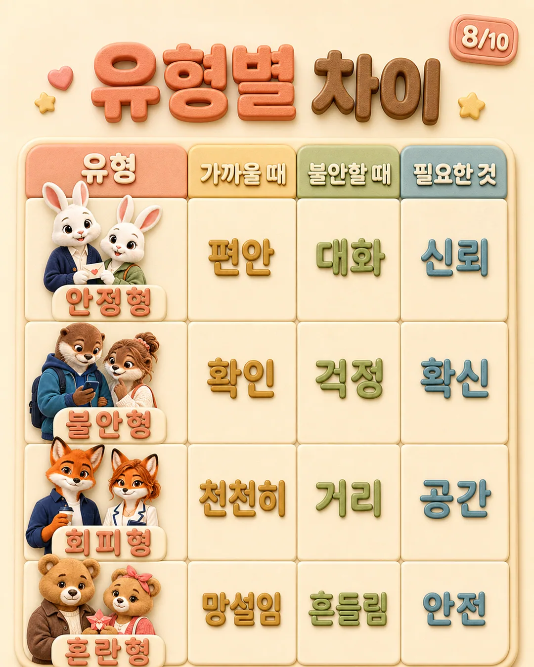 애착 유형 테스트, 나는 어떤 방식으로 사랑할까? 카드뉴스 8장