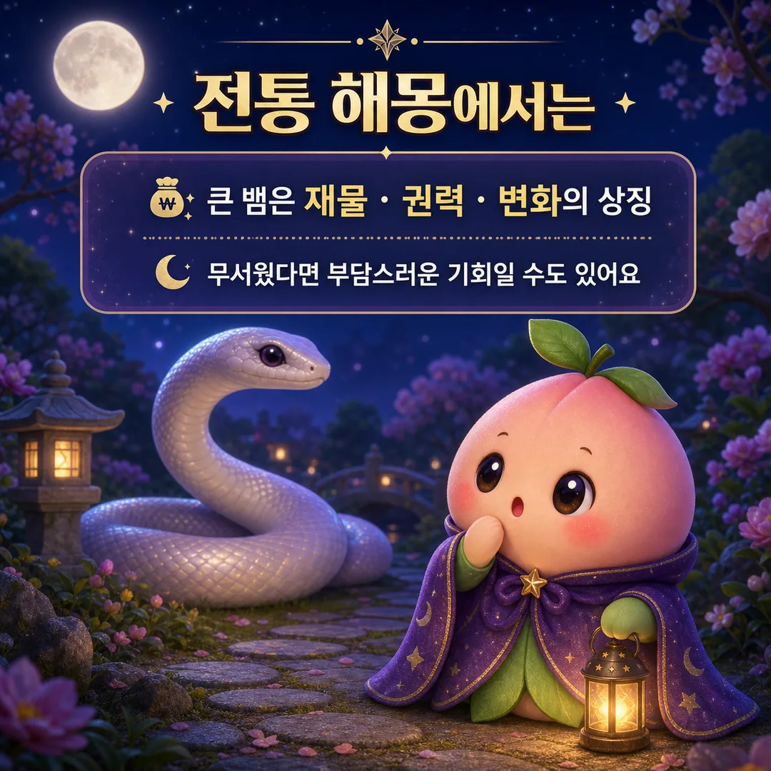 큰 뱀 꿈 전통 해몽 카드뉴스 2장