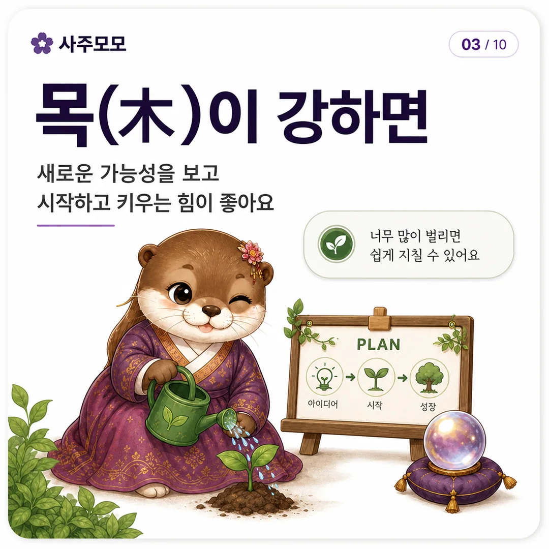 목이 강한 사주 오행 성향 카드뉴스 3장