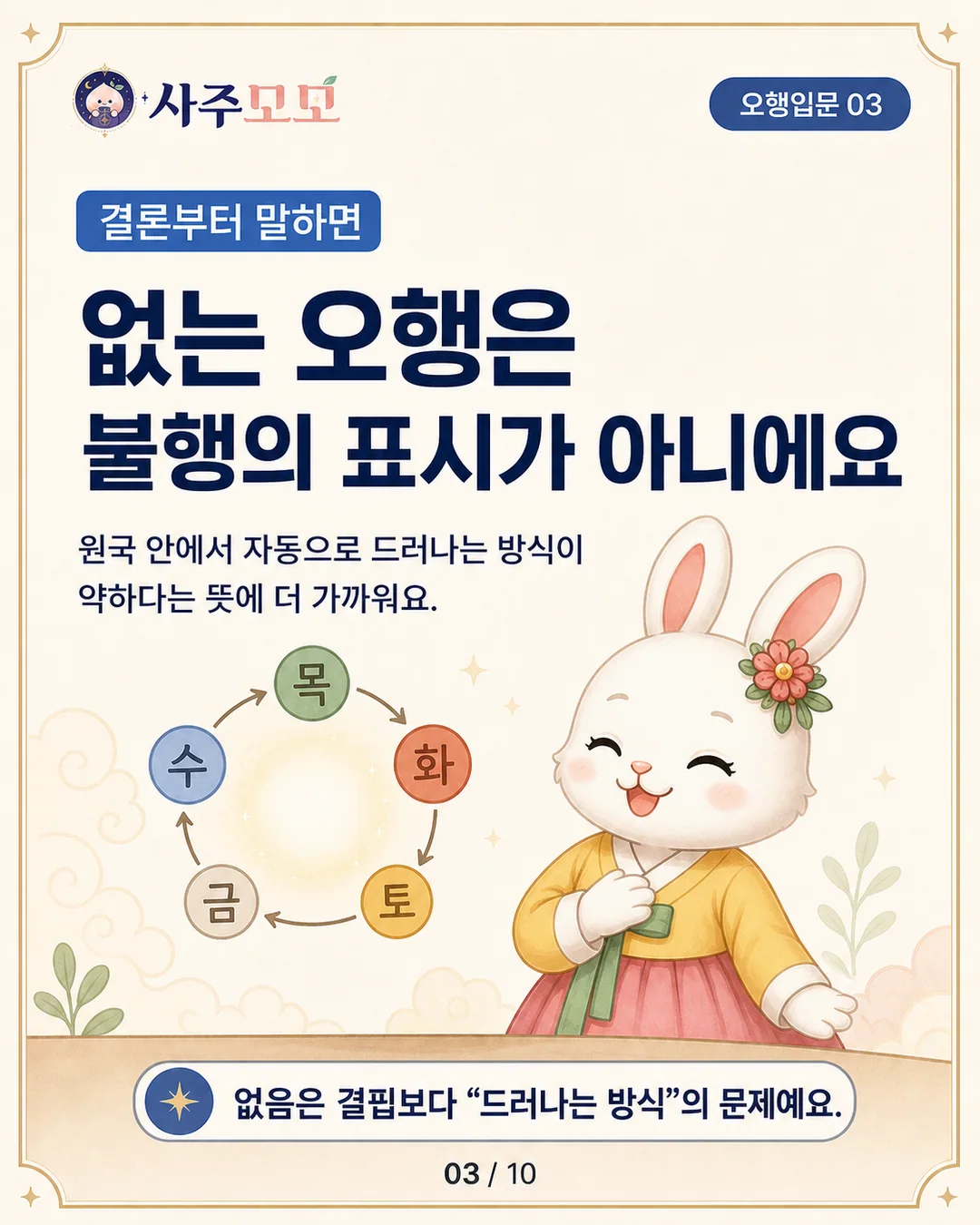 부족한 오행은 보완 포인트라는 설명 카드뉴스 3장