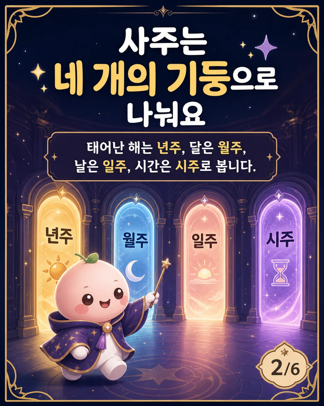 사주는 네 개의 기둥으로 나뉘어요 카드뉴스 2장